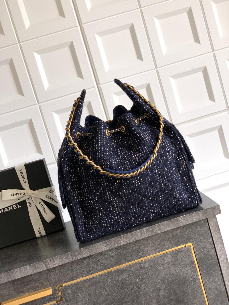 Chanel Tweed 25 Medium Handbag Blue AS5311