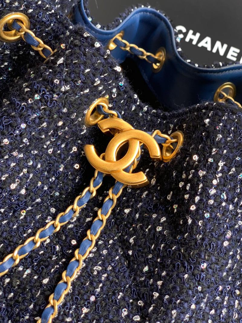 Chanel Tweed 25 Medium Handbag Blue AS5311
