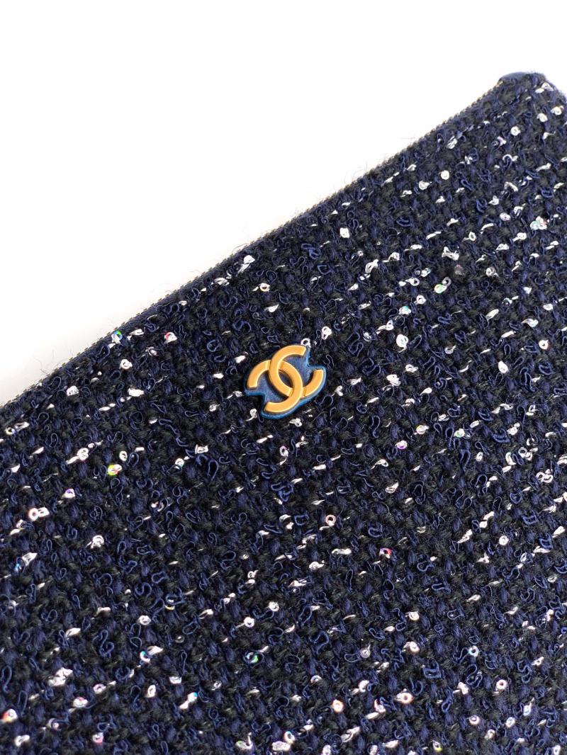Chanel Tweed 25 Medium Handbag Blue AS5311