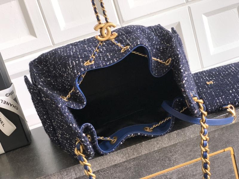 Chanel Tweed 25 Medium Handbag Blue AS5311