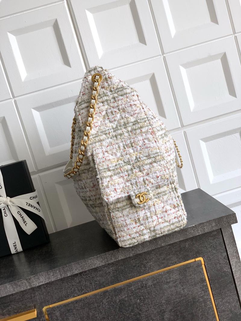 Chanel Tweed 25 Medium Handbag White AS5311