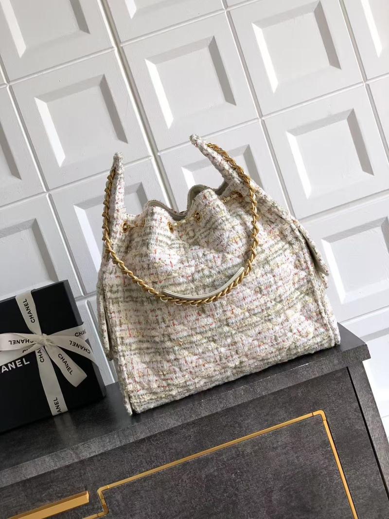 Chanel Tweed 25 Medium Handbag White AS5311