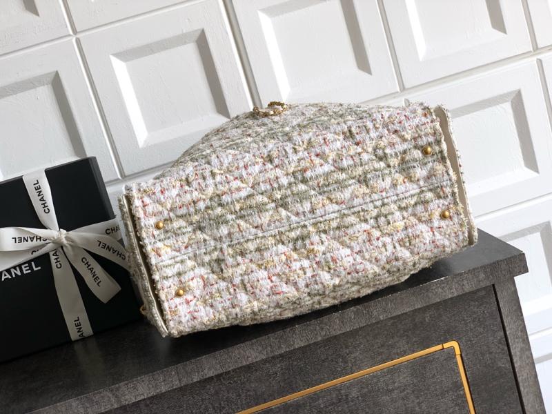 Chanel Tweed 25 Medium Handbag White AS5311