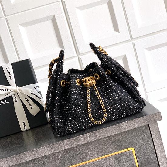 Chanel Tweed 25 Mini Handbag Black AS5292