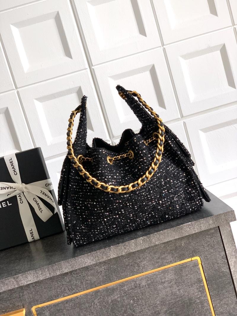 Chanel Tweed 25 Small Handbag Black AS5293
