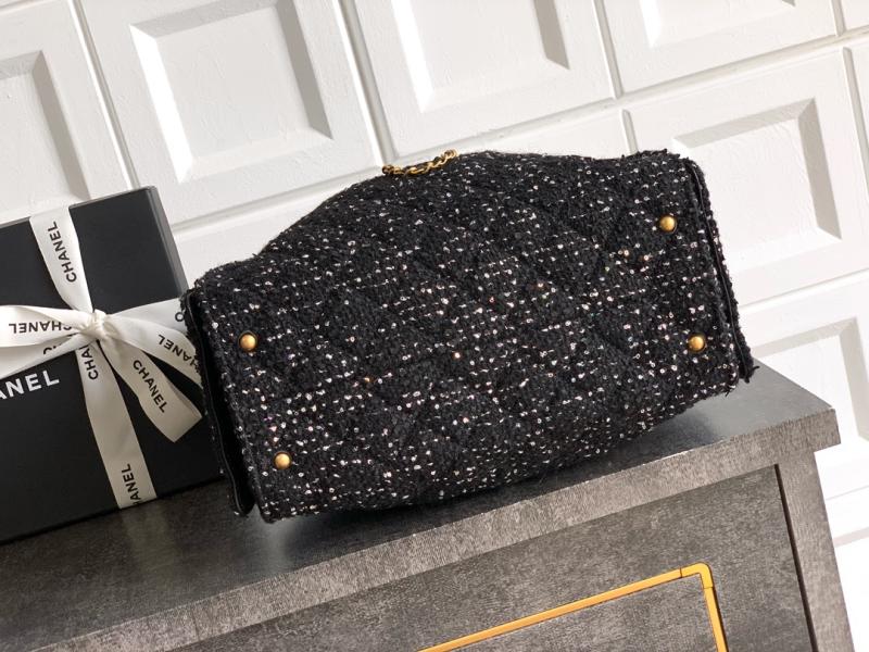 Chanel Tweed 25 Small Handbag Black AS5293