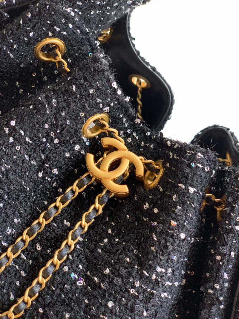 Chanel Tweed 25 Small Handbag Black AS5293