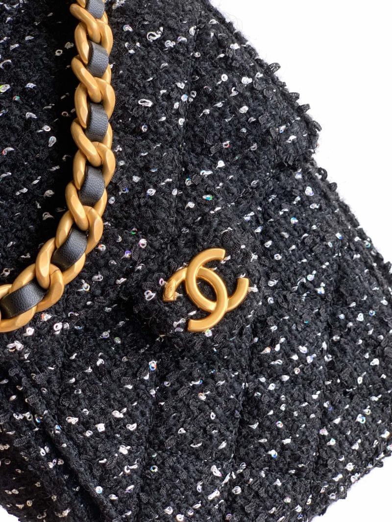 Chanel Tweed 25 Small Handbag Black AS5293