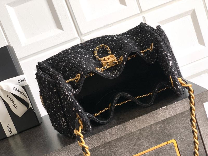 Chanel Tweed 25 Small Handbag Black AS5293