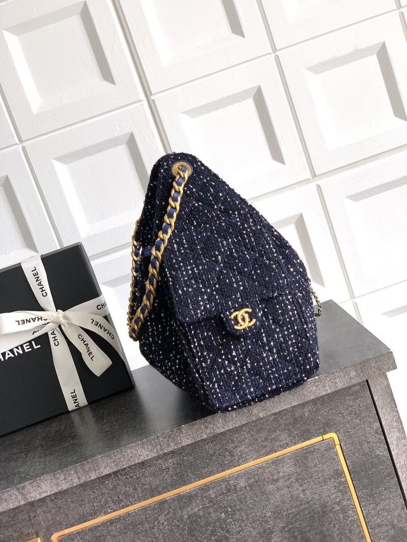 Chanel Tweed 25 Small Handbag Blue AS5293