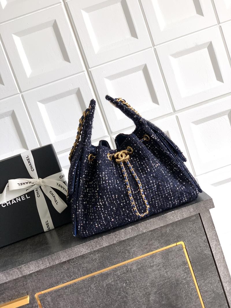 Chanel Tweed 25 Small Handbag Blue AS5293