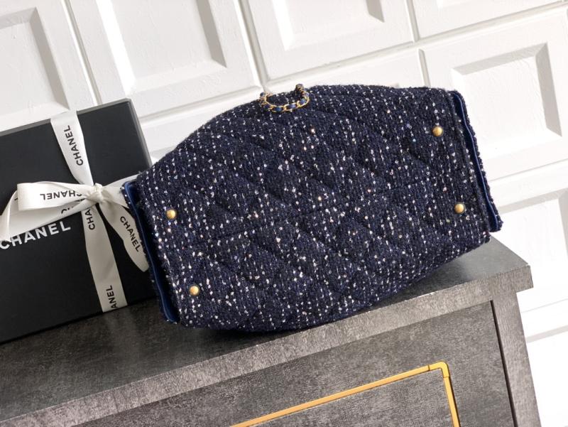 Chanel Tweed 25 Small Handbag Blue AS5293