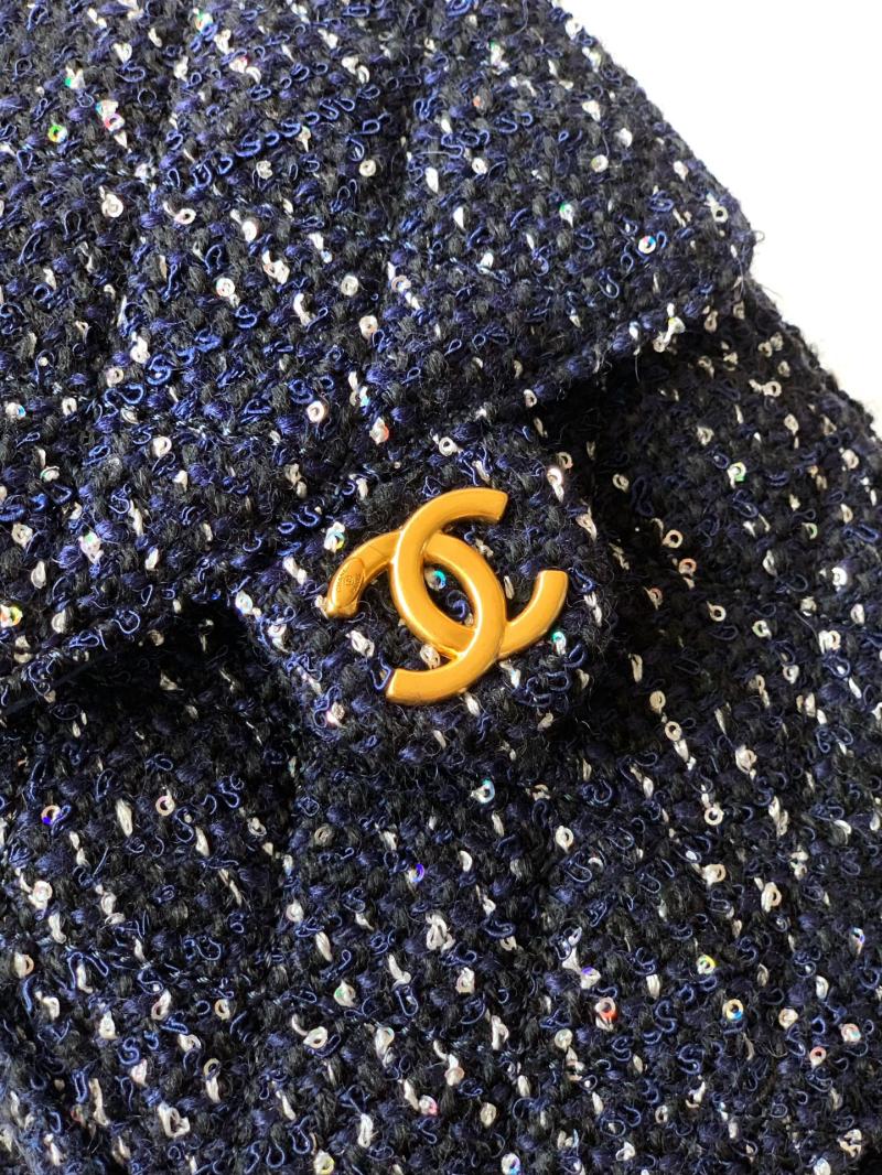 Chanel Tweed 25 Small Handbag Blue AS5293