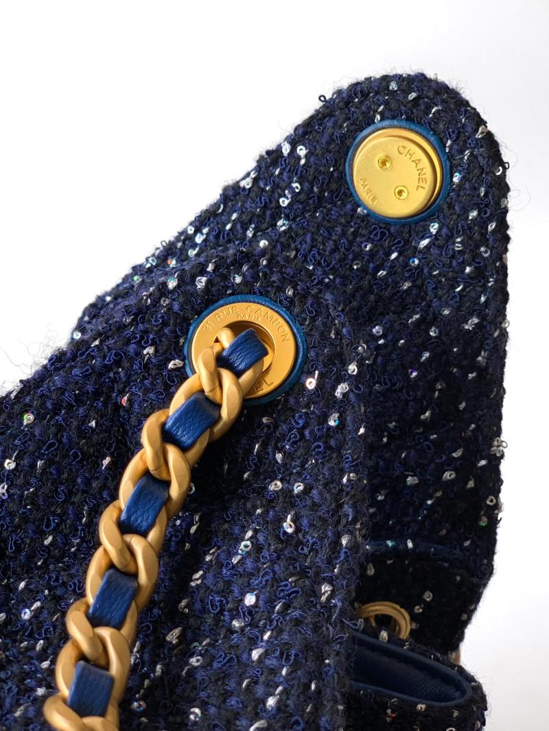 Chanel Tweed 25 Small Handbag Blue AS5293