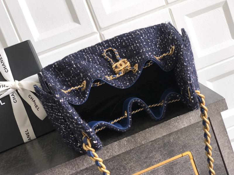 Chanel Tweed 25 Small Handbag Blue AS5293