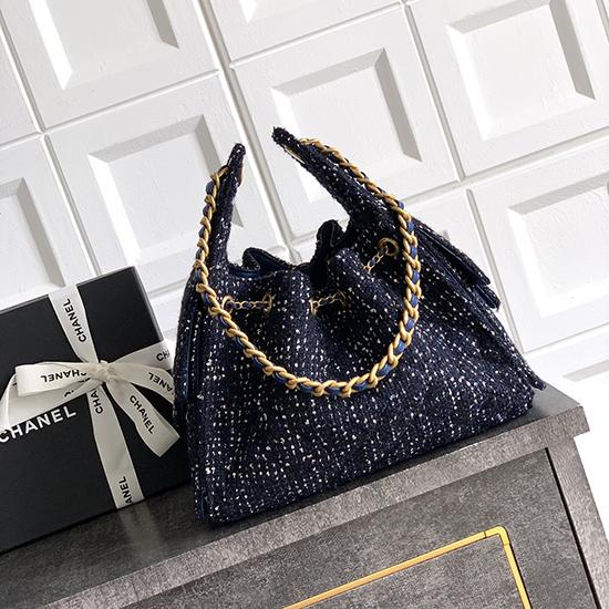 Chanel Tweed 25 Small Handbag Blue AS5293