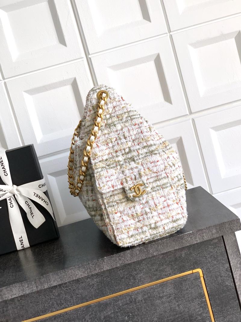 Chanel Tweed 25 Small Handbag White AS5293