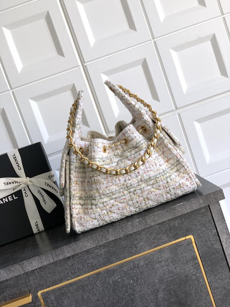 Chanel Tweed 25 Small Handbag White AS5293