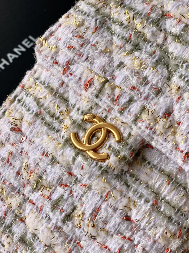 Chanel Tweed 25 Small Handbag White AS5293