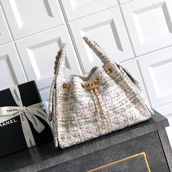 Chanel Tweed 25 Small Handbag White AS5293