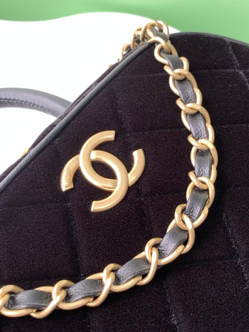 Chanel Velvet Mini Bowling Bag Black AS5572