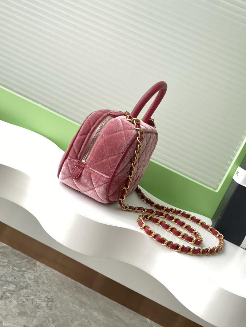 Chanel Velvet Mini Bowling Bag Burgundy AS5572