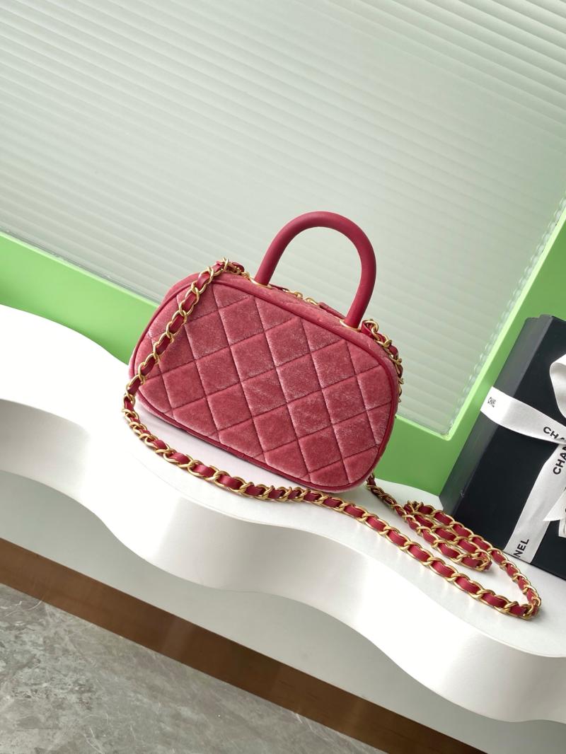 Chanel Velvet Mini Bowling Bag Burgundy AS5572