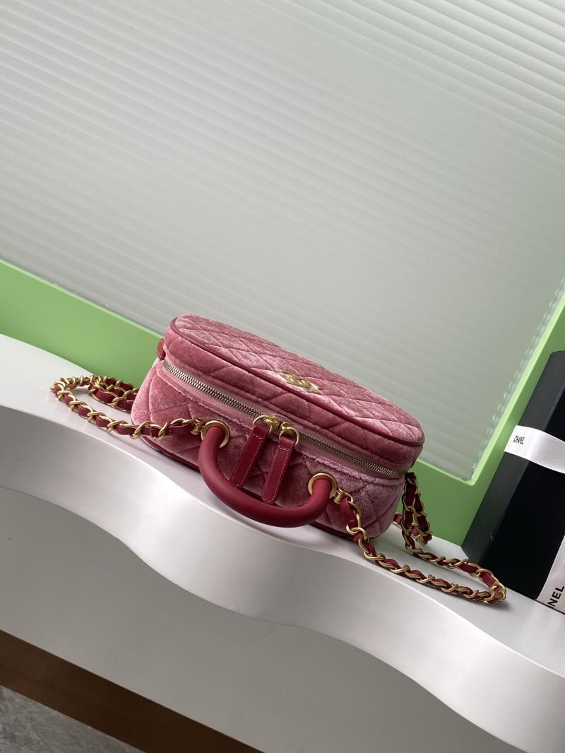 Chanel Velvet Mini Bowling Bag Burgundy AS5572
