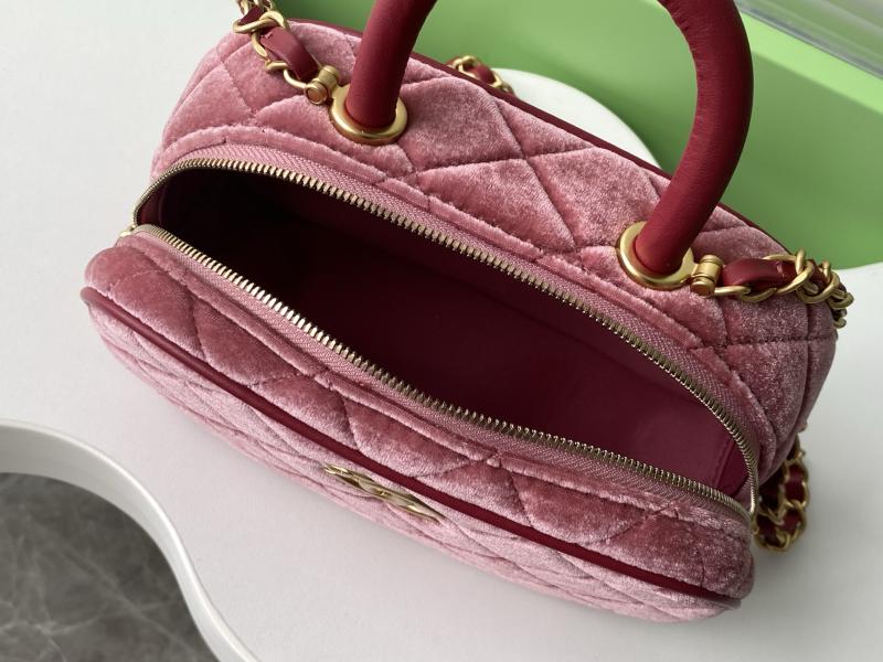 Chanel Velvet Mini Bowling Bag Burgundy AS5572