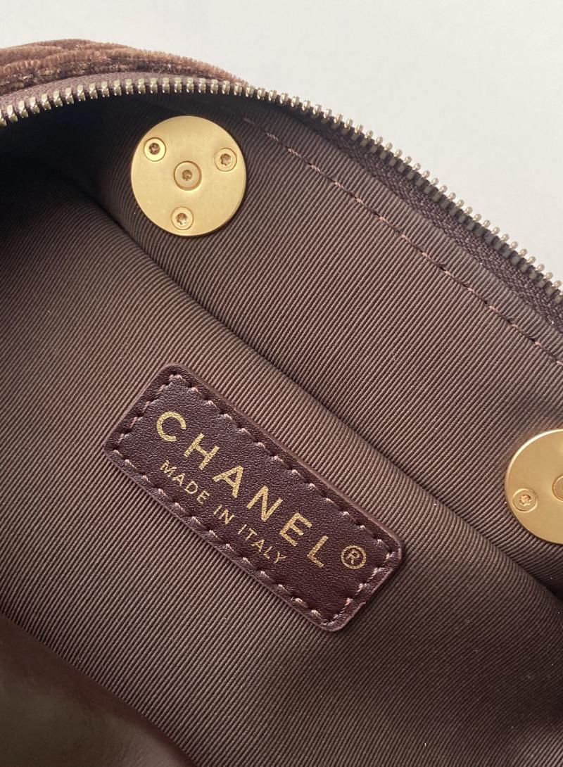Chanel Velvet Mini Bowling Bag Dark Brown AS5572