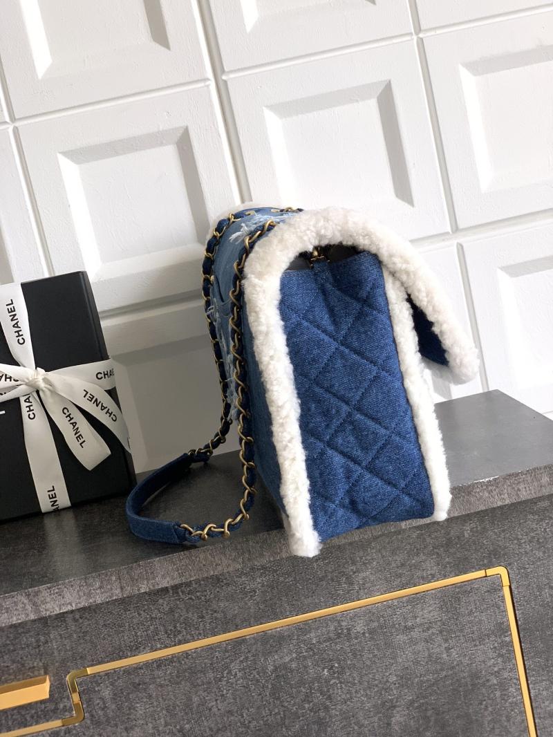 Large Chanel Denim Flap Bag Blue AS81603