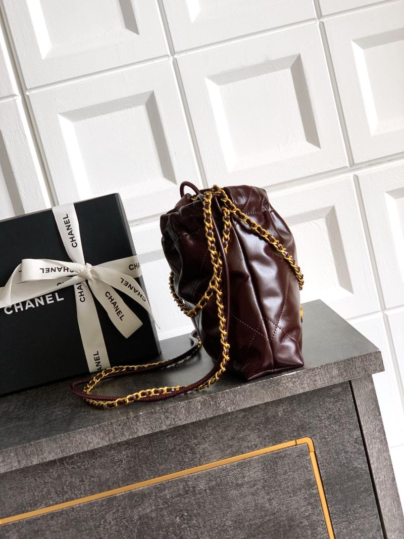 Mini Chanel 22 Handbag Dark Brown AS3980