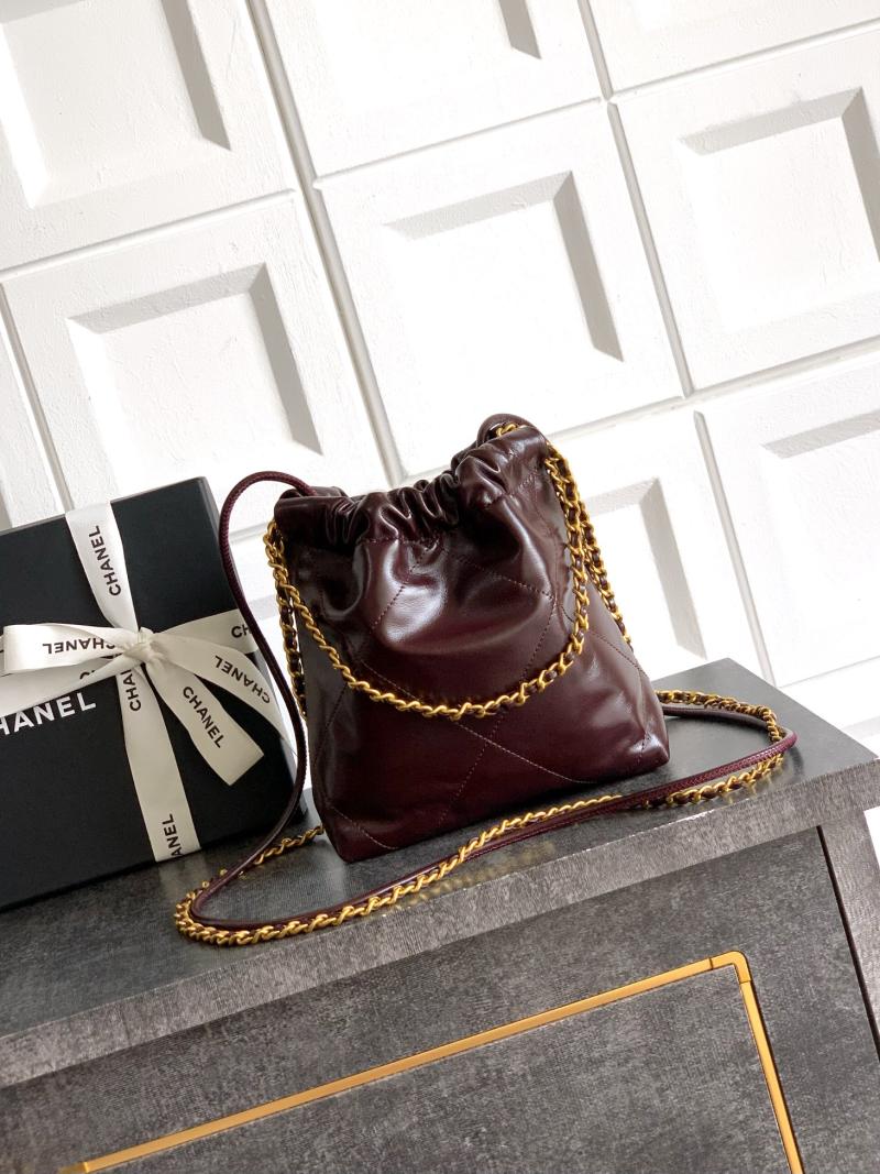 Mini Chanel 22 Handbag Dark Brown AS3980