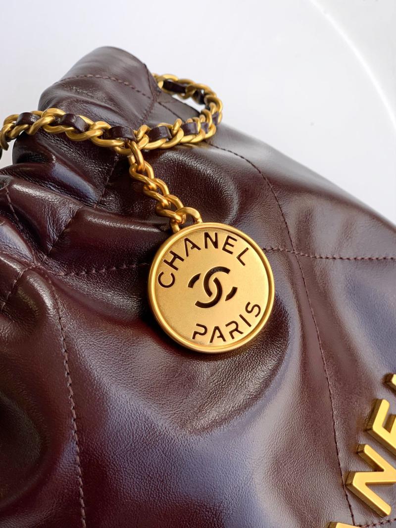 Mini Chanel 22 Handbag Dark Brown AS3980