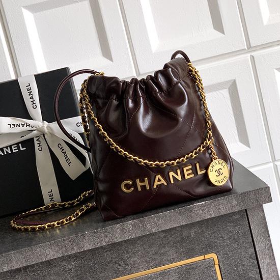 Mini Chanel 22 Handbag Dark Brown AS3980