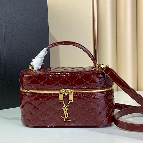 Saint Laurent Patent Gaby Vanity Bag Burgundy 7667311