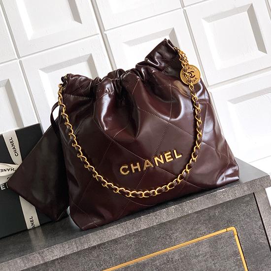 Small Chanel 22 Handbag Dark Brown AS3260