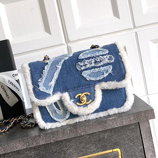 Small Chanel Denim Flap Bag Blue AS81601