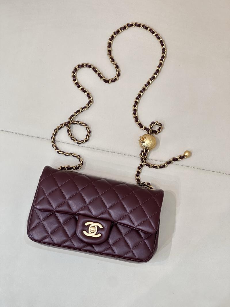 Small Chanel Lambskin Flap Bag Burgundy AS1787