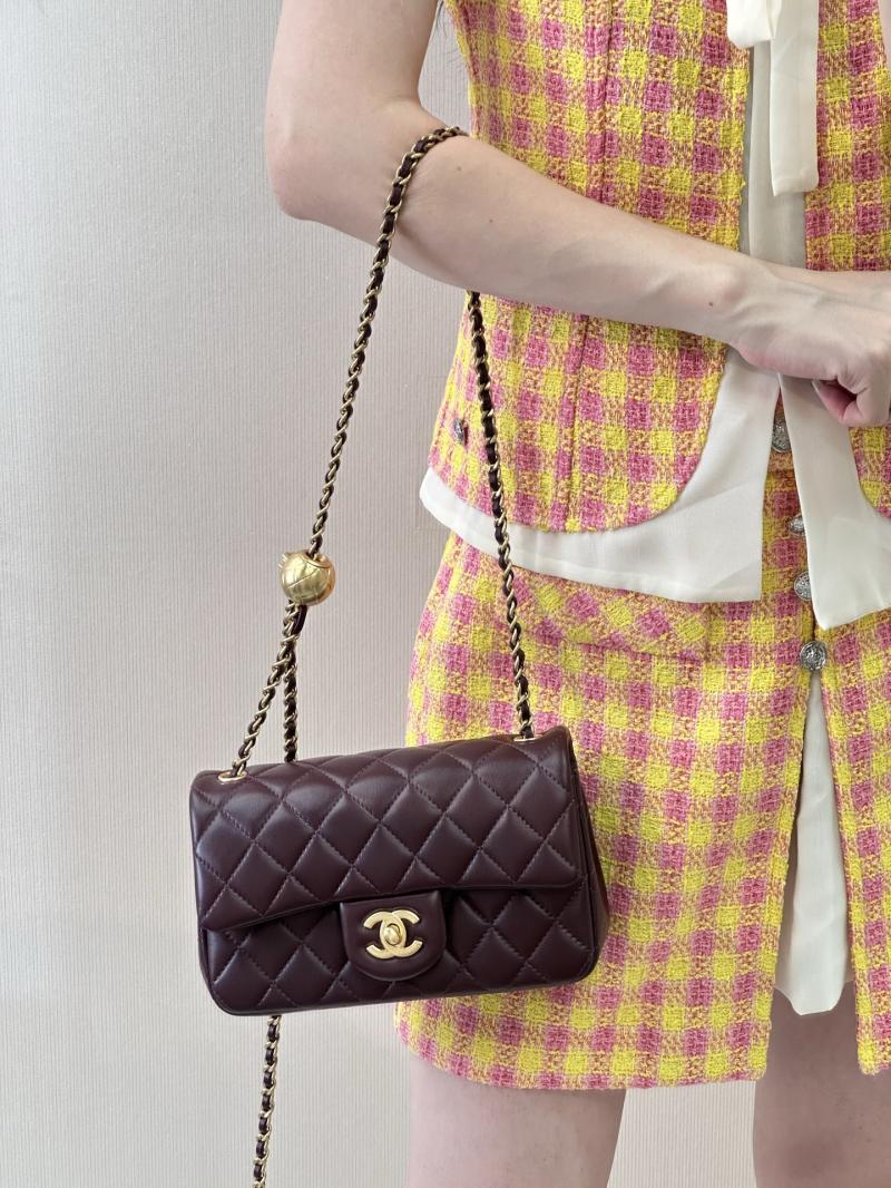Small Chanel Lambskin Flap Bag Burgundy AS1787