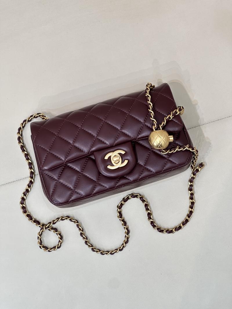Small Chanel Lambskin Flap Bag Burgundy AS1787