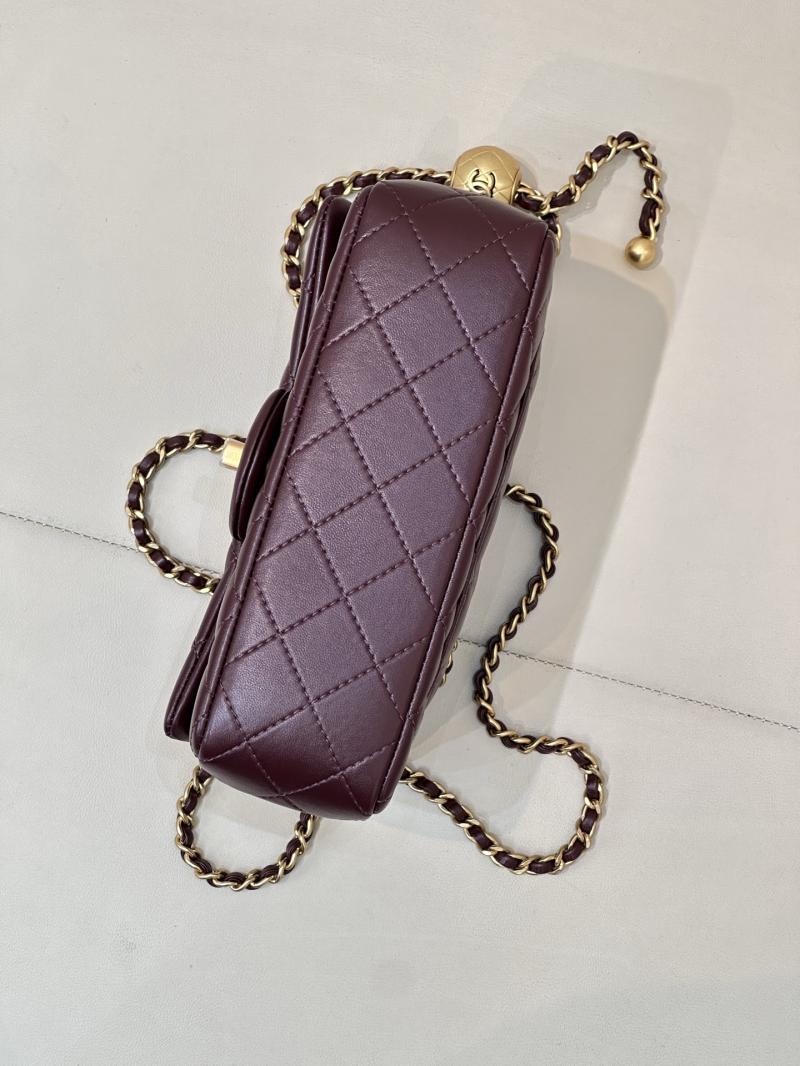 Small Chanel Lambskin Flap Bag Burgundy AS1787