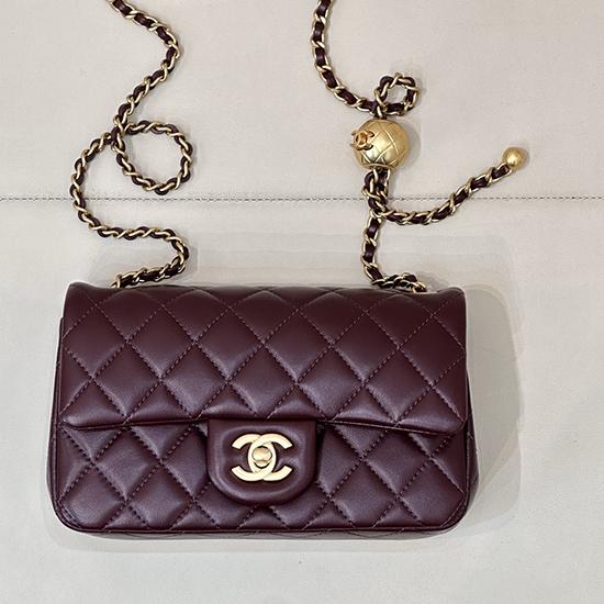 Small Chanel Lambskin Flap Bag Burgundy AS1787