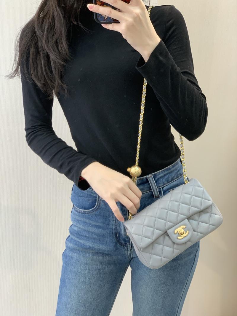 Small Chanel Lambskin Flap Bag Grey AS1787