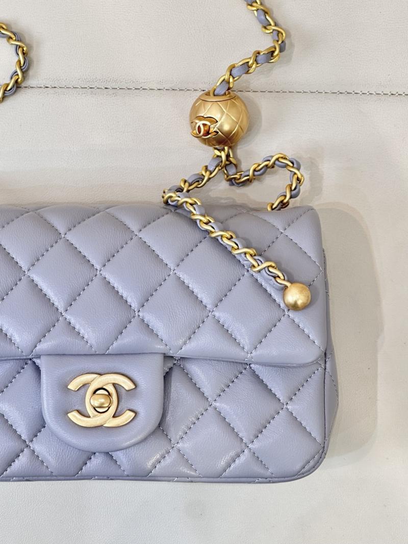 Small Chanel Lambskin Flap Bag Grey AS1787