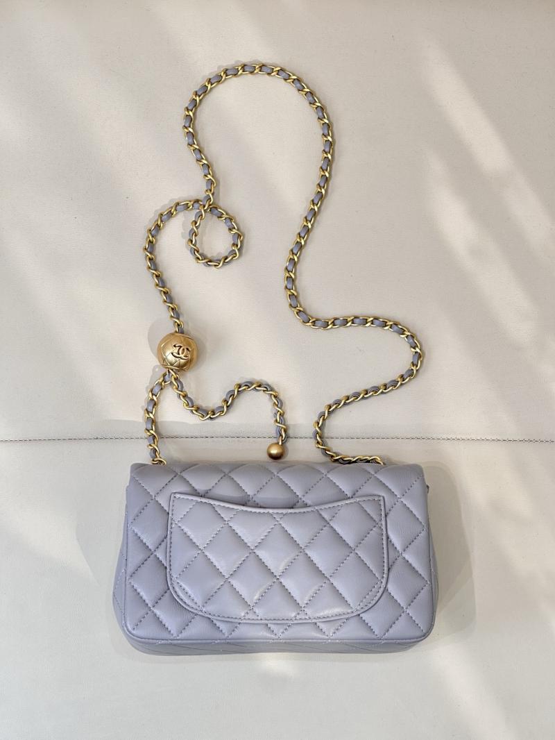 Small Chanel Lambskin Flap Bag Grey AS1787
