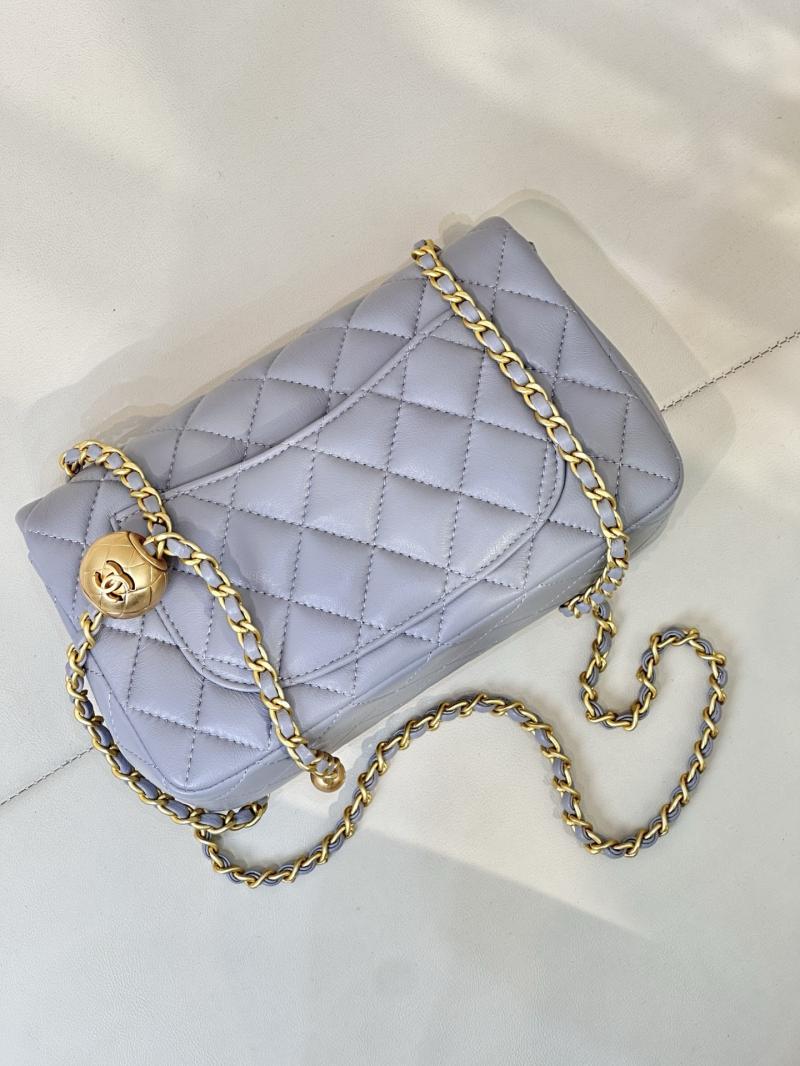 Small Chanel Lambskin Flap Bag Grey AS1787