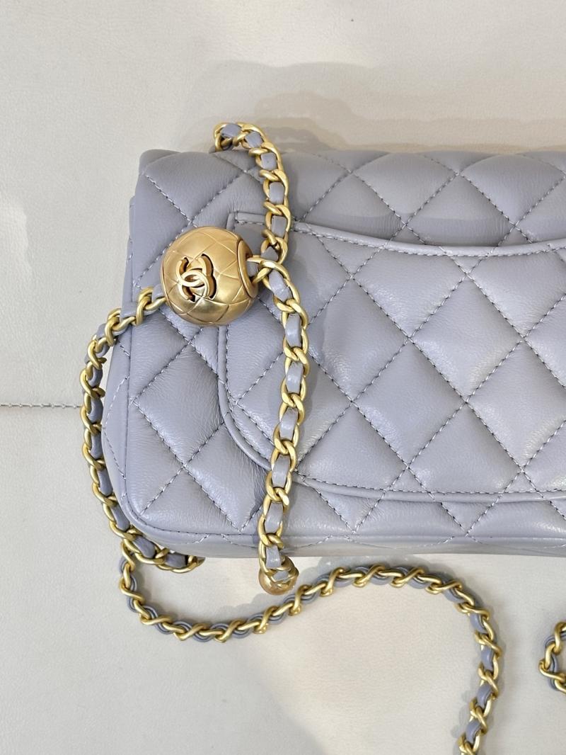 Small Chanel Lambskin Flap Bag Grey AS1787