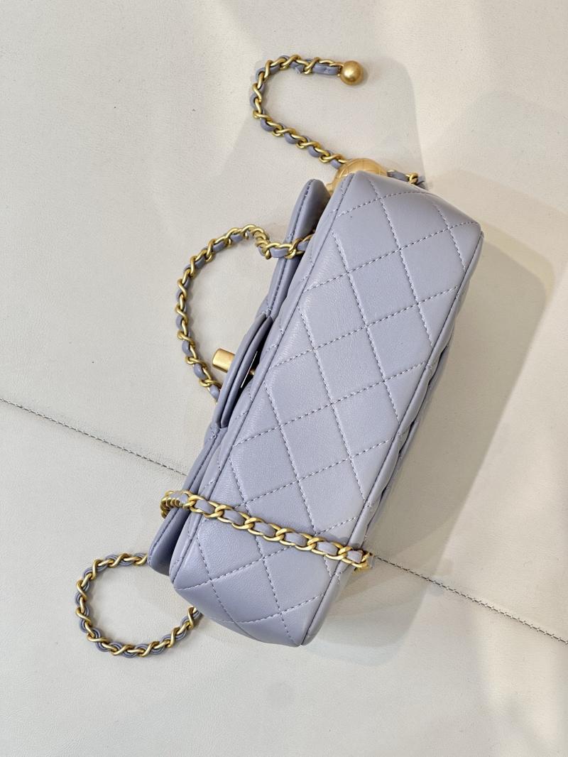 Small Chanel Lambskin Flap Bag Grey AS1787