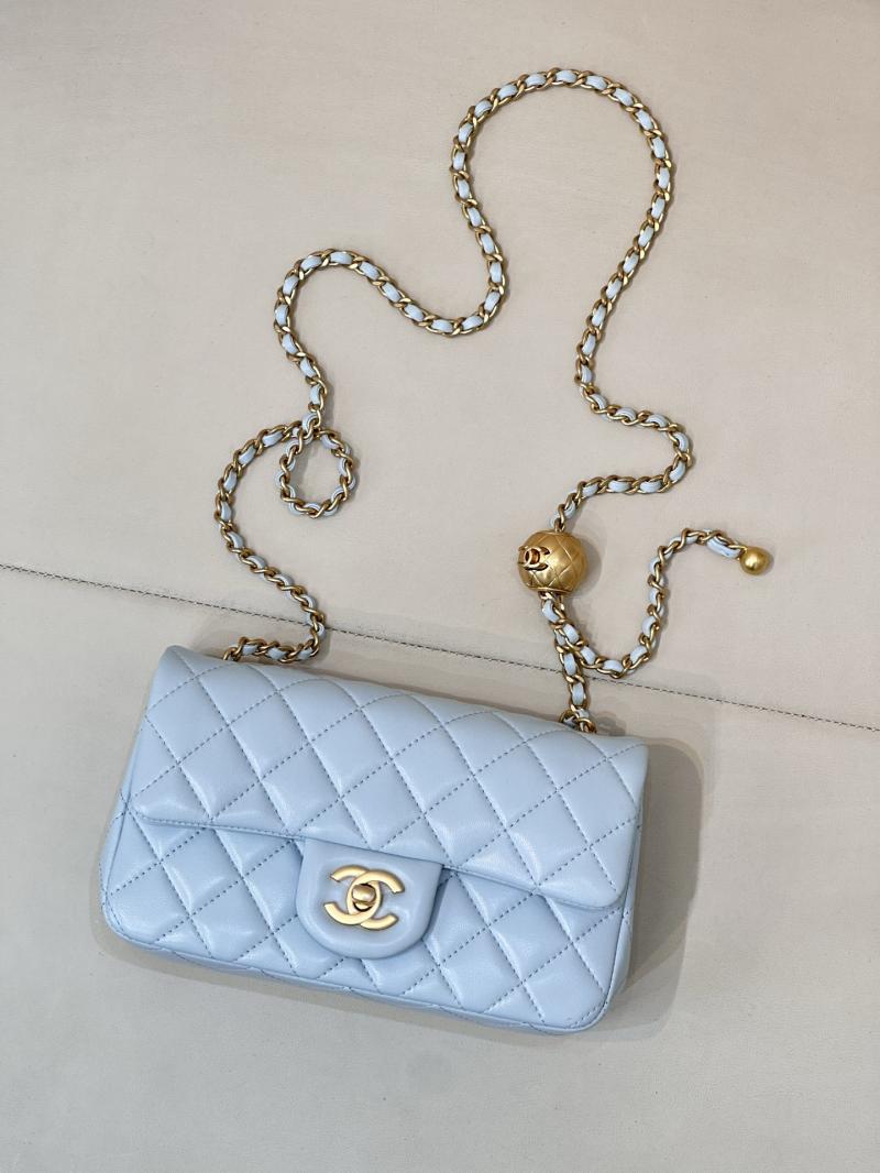 Small Chanel Lambskin Flap Bag Light Blue AS1787